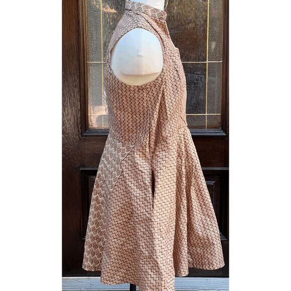 One of Kind Handmade Bamboo Wood Pattern Keyhole Front Fit and Flare Dress: Man - Picture 4 of 4